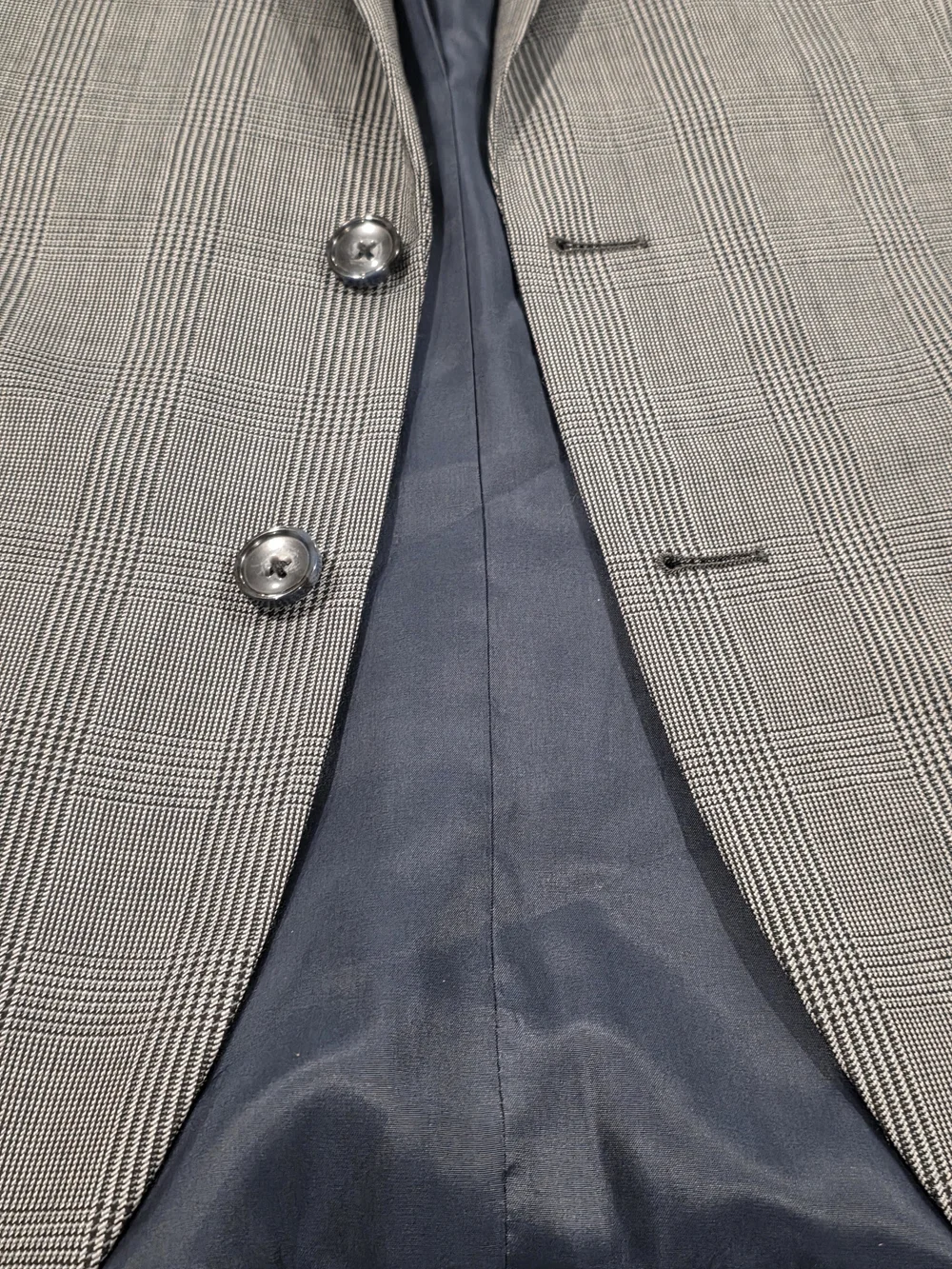 42R Men's J. Crew Thompson Blazer Tartan Plaid Gray All Wool Sport Coat Flawless